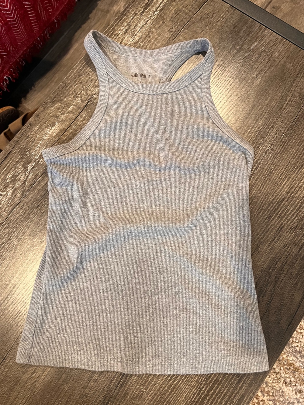 wild fable Gray Ribbed Racerback Tank Top
